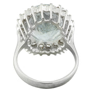 8.88 Carat Aquamarine 14K White Gold Diamond Ring - Fashion Strada