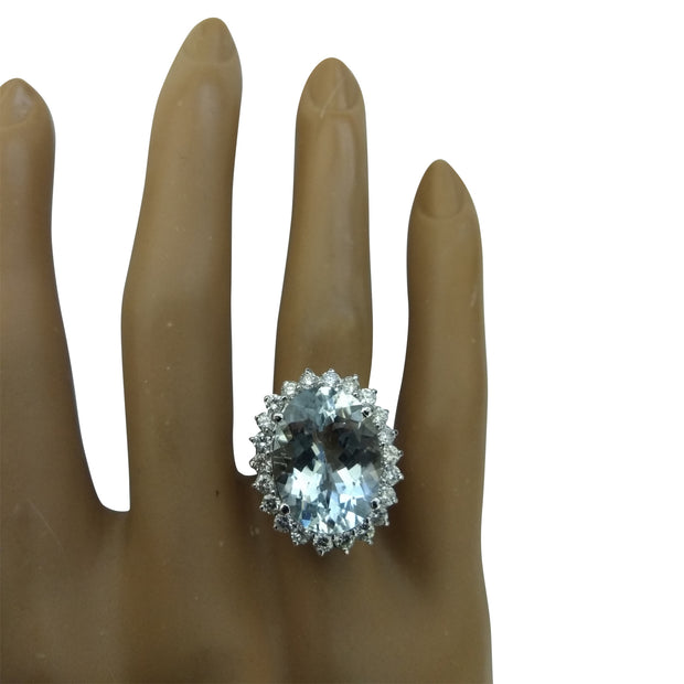 8.88 Carat Aquamarine 14K White Gold Diamond Ring - Fashion Strada