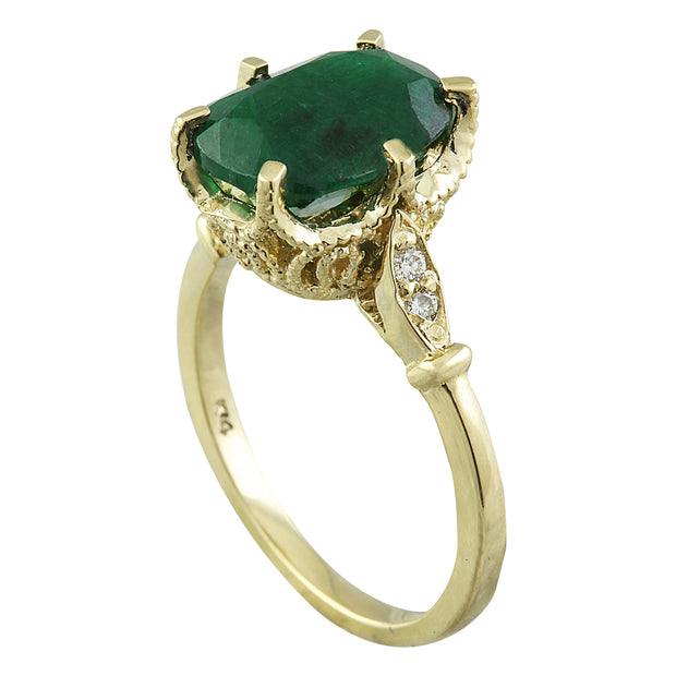 3.64 Carat Emerald 14K Yellow Gold Diamond Ring - Fashion Strada