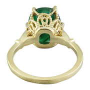 3.64 Carat Emerald 14K Yellow Gold Diamond Ring - Fashion Strada