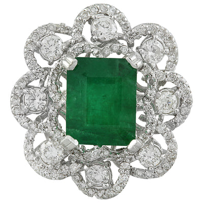4.70 Carat Emerald 14K White Gold Diamond Ring - Fashion Strada