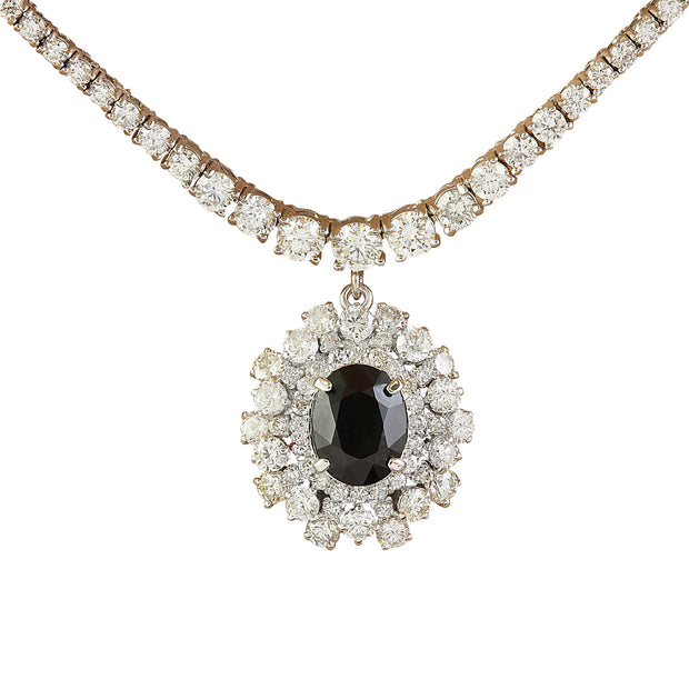 8.60 Carat Sapphire 18K White Gold Diamond Necklace - Fashion Strada