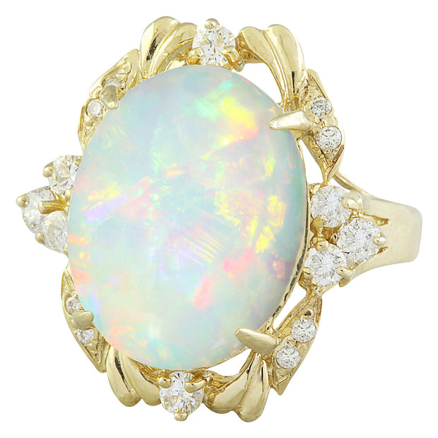 8.87 Carat Opal 14K yellow Gold Diamond Ring - Fashion Strada