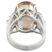 13.95 Carat Morganite 14K White Gold Diamond Ring - Fashion Strada