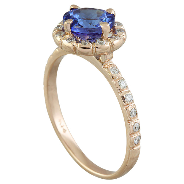 1.44 Carat Tanzanite 14K Rose Gold Diamond Ring - Fashion Strada