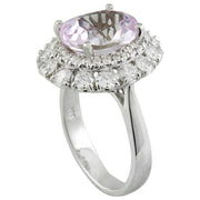 6.20 Carat Kunzite 14K White Gold Diamond Ring - Fashion Strada