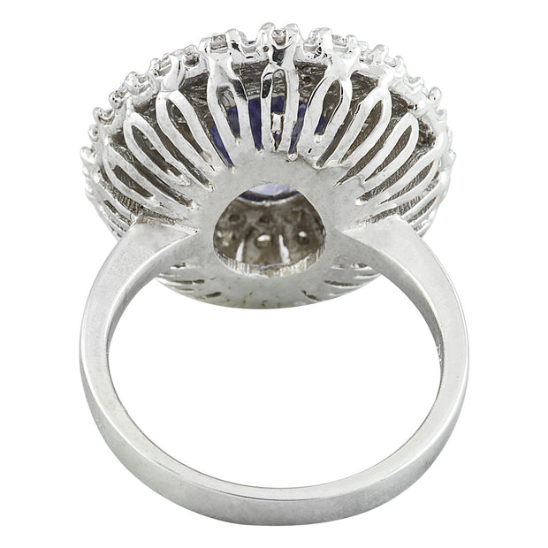 5.45 Carat Tanzanite 14K White Gold Diamond Ring - Fashion Strada
