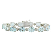 25.75 Carat Aquamarine 14K White Gold Diamond Bracelet - Fashion Strada
