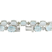 25.75 Carat Aquamarine 14K White Gold Diamond Bracelet - Fashion Strada
