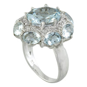 8.00 Carat Aquamarine 14K White Gold Diamond Ring - Fashion Strada