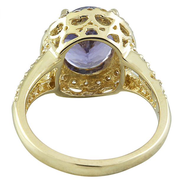1.95 Carat Tanzanite 14K Yellow Gold Diamond Ring - Fashion Strada