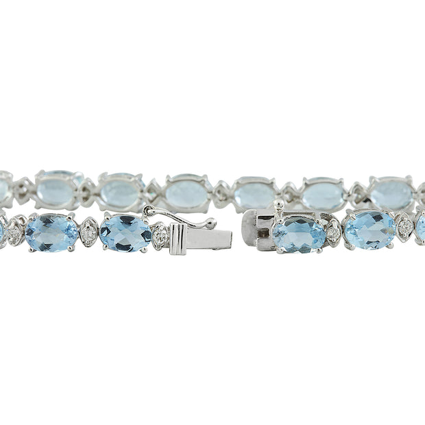 15.20 Carat Aquamarine 14K White Gold Diamond Bracelet - Fashion Strada