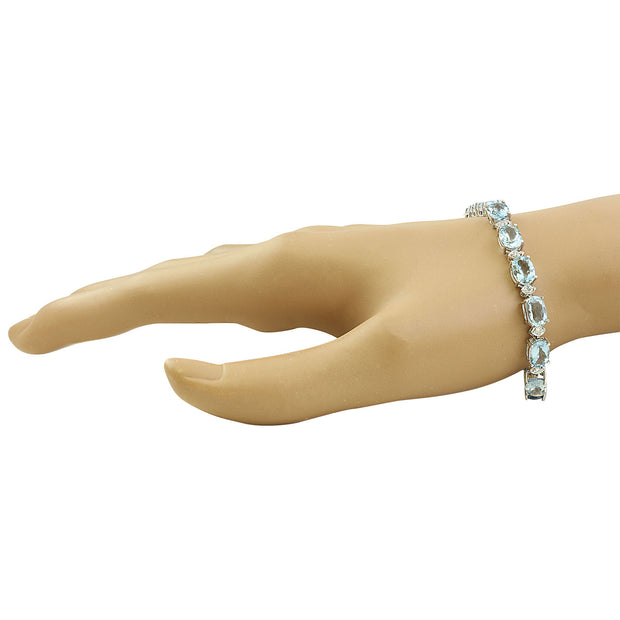 15.20 Carat Aquamarine 14K White Gold Diamond Bracelet - Fashion Strada
