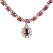 32.40 Carat Sapphire 14K White Gold Diamond Necklace - Fashion Strada