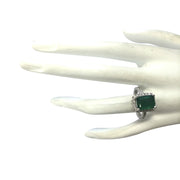 3.60 Carat Emerald 14K White Gold Diamond Ring - Fashion Strada
