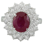 4.65 Carat Ruby 14K White Gold Diamond Ring - Fashion Strada