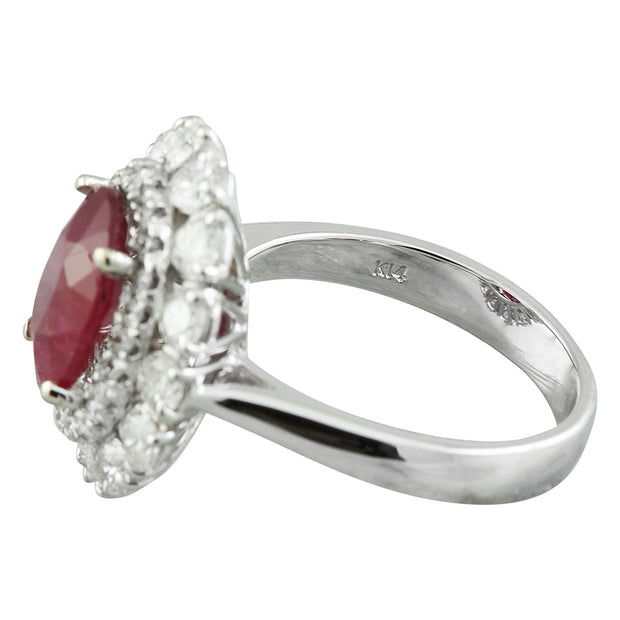4.10 Carat Ruby 14K White Gold Diamond Ring - Fashion Strada