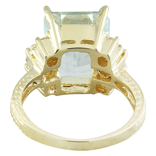 7.90 Carat Aquamarine 14K yellow Gold Diamond Ring - Fashion Strada