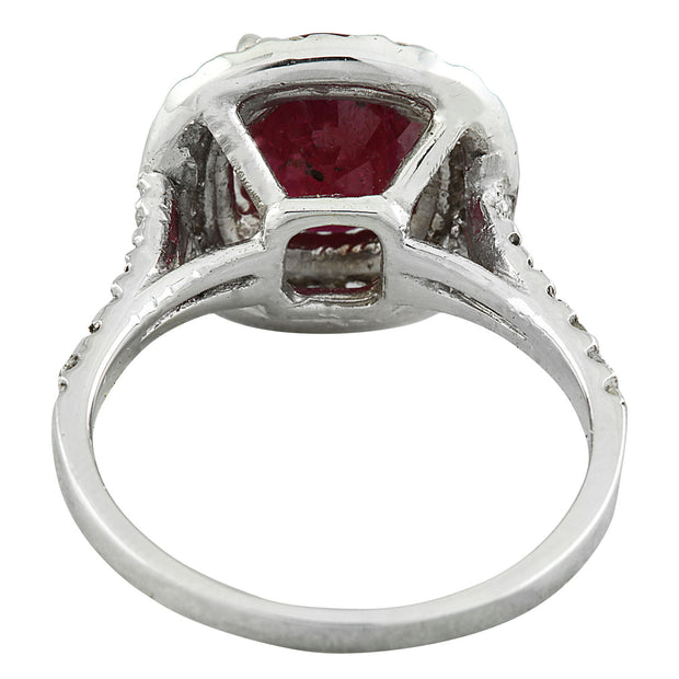 3.88 Carat Ruby 14K White Gold Diamond Ring - Fashion Strada