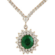 7.55 Carat Emerald 18K White Gold Diamond Necklace - Fashion Strada