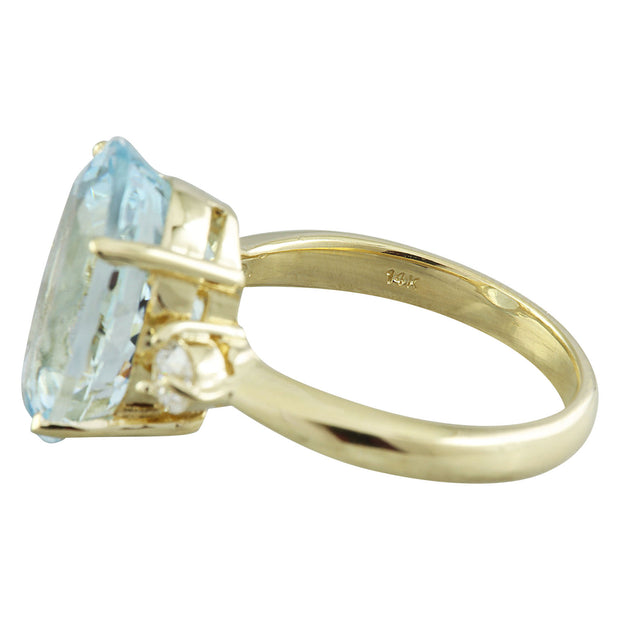 6.63 Carat Aquamarine 14K Yellow Gold Diamond Ring - Fashion Strada