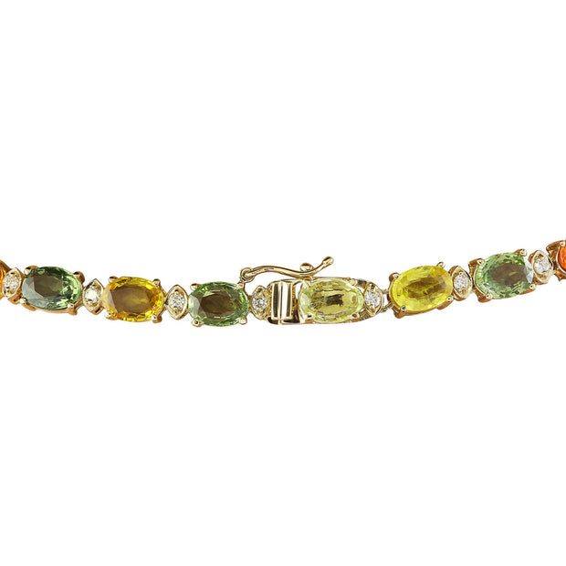41.30 Carat Ceylon Sapphire 14K Yellow Gold Diamond Necklace - Fashion Strada
