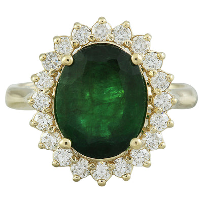 4.20 Carat Emerald 14K Yellow Gold Diamond Ring - Fashion Strada