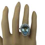 7.80 Carat Aquamarine 14K White Gold Diamond Ring - Fashion Strada
