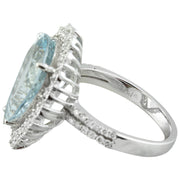 7.80 Carat Aquamarine 14K White Gold Diamond Ring - Fashion Strada