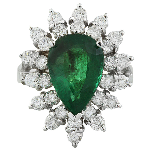 5.20 Carat Emerald 14K White Gold Diamond Ring - Fashion Strada