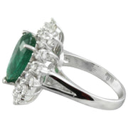 5.20 Carat Emerald 14K White Gold Diamond Ring - Fashion Strada