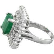 6.50 Carat Emerald 14K White Gold Diamond Ring - Fashion Strada