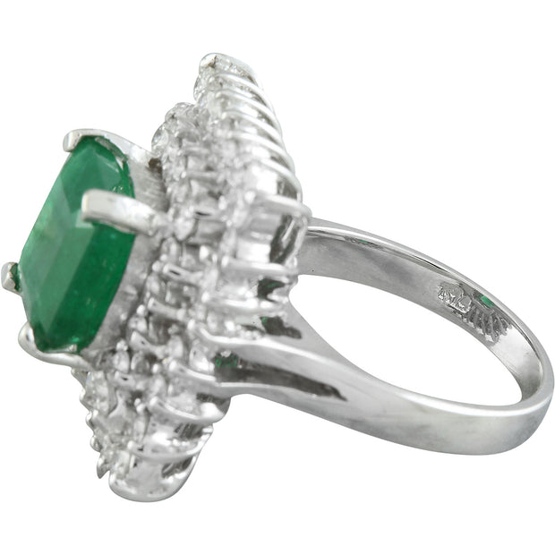 6.50 Carat Emerald 14K White Gold Diamond Ring - Fashion Strada