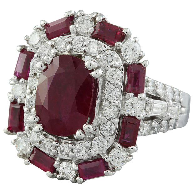6.10 Carat Ruby 14K White Gold Diamond Ring - Fashion Strada