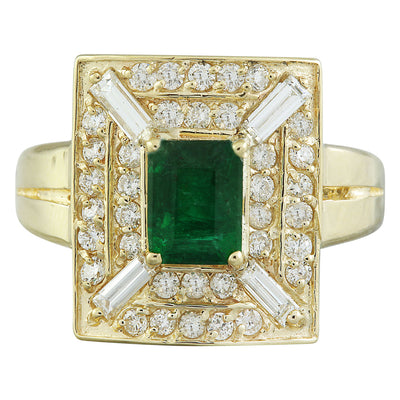 2.40 Carat Emerald 14K Yellow Gold Diamond Ring - Fashion Strada