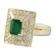 2.40 Carat Emerald 14K Yellow Gold Diamond Ring - Fashion Strada
