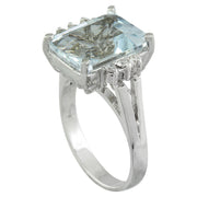 5.85 Carat Aquamarine 14K White Gold Diamond ring - Fashion Strada