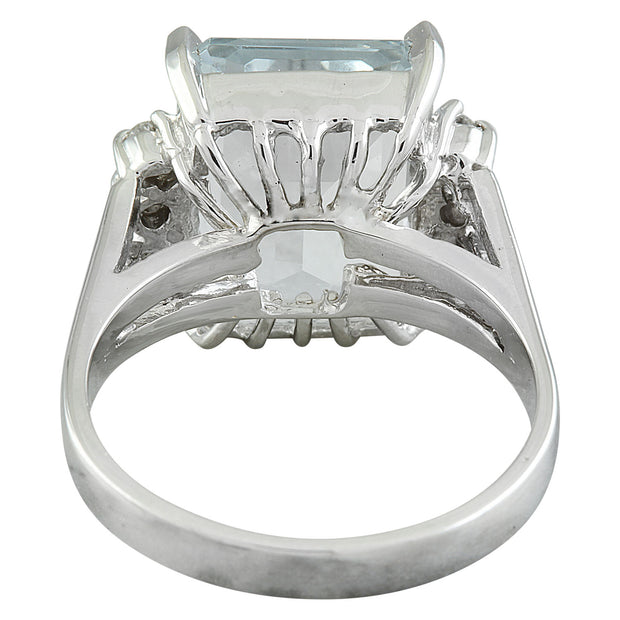 5.85 Carat Aquamarine 14K White Gold Diamond ring - Fashion Strada