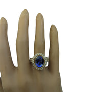 4.85 Carat Tanzanite 14K Yellow Gold Diamond Ring - Fashion Strada