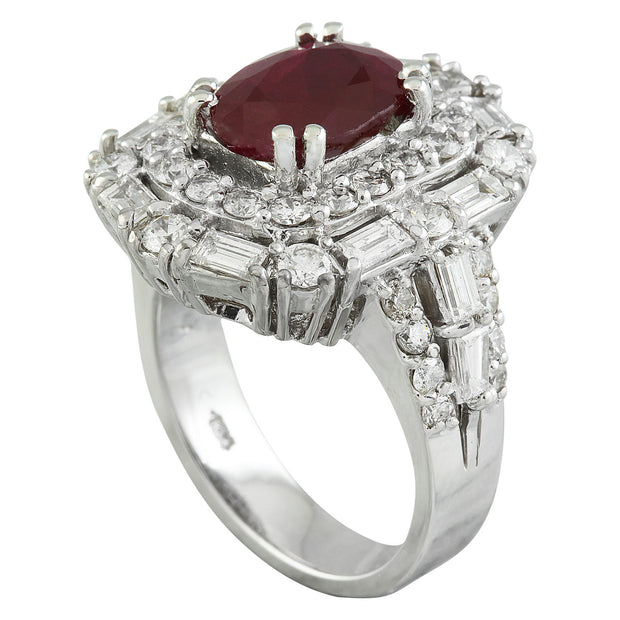 5.70 Carat Ruby 14K White Gold Diamond Ring - Fashion Strada