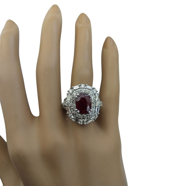 5.70 Carat Ruby 14K White Gold Diamond Ring - Fashion Strada