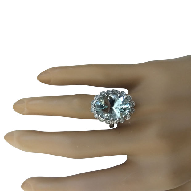 7.15 Carat Aquamarine 14K White Gold Diamond Ring - Fashion Strada