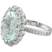 7.15 Carat Aquamarine 14K White Gold Diamond Ring - Fashion Strada