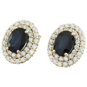 3.70 Carat Sapphire 14K Yellow Gold Diamond Earrings - Fashion Strada
