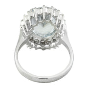 5.80 Carat Aquamarine 14K White Gold Diamond Ring - Fashion Strada