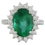 6.55 Carat Emerald 14K White Gold Diamond Ring - Fashion Strada