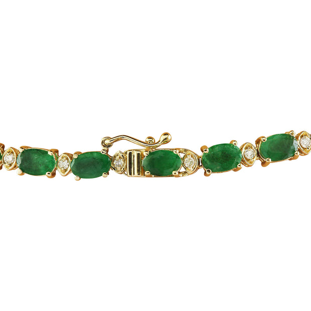 31.60 Carat Emerald 14K Yellow Gold Diamond Necklace - Fashion Strada
