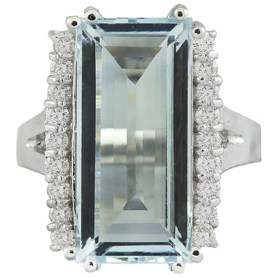 7.27 Carat Aquamarine 14K White Gold Diamond Ring - Fashion Strada