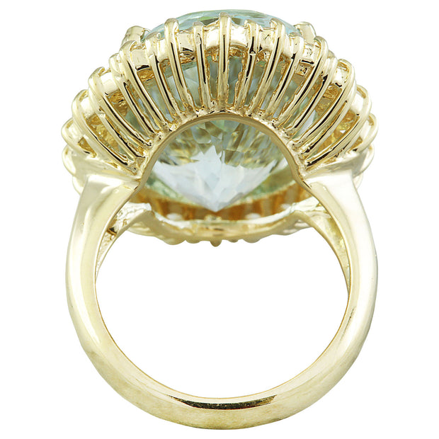 14.00 Carat Aquamarine 14K Yellow Gold Diamond Ring - Fashion Strada