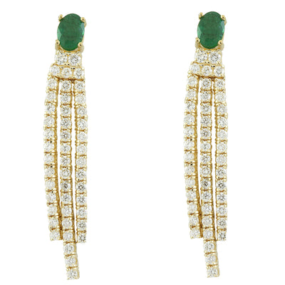 4.50 Carat Emerald 18K Yellow Gold Diamond Earrings - Fashion Strada